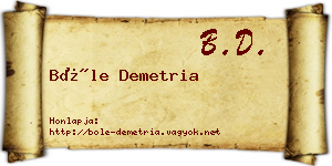 Bőle Demetria névjegykártya